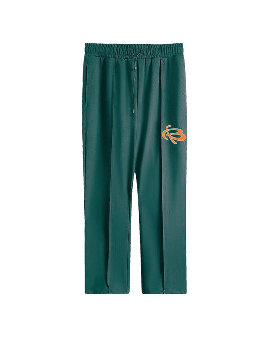GREEN DOUBLE PLEATED MESH PANTS