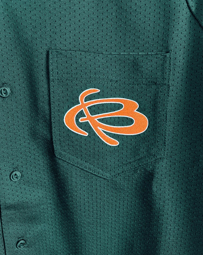 GREEN RAGLAN CUT MESH POCKET TEE