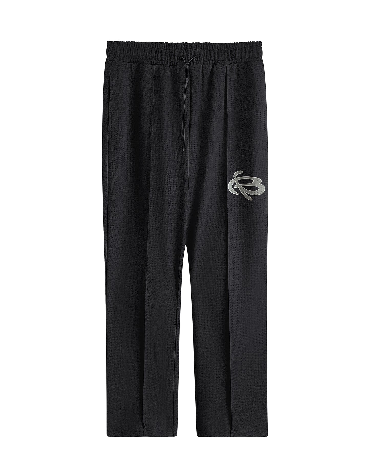 BLACK DOUBLE PLEATED MESH PANTS