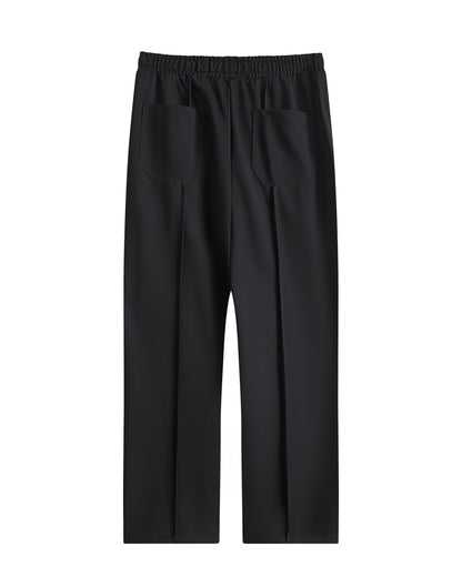BLACK DOUBLE PLEATED MESH PANTS